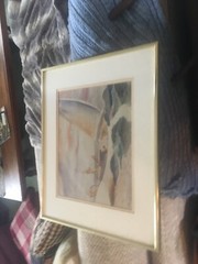 Original Watercolor of Racing BOAT & GHOST SAILORS – BY E. BELL 20 X 17 “ FRAMED