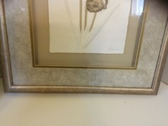 Pair of Wall Art Hand Cast Hand Painted Rag Paper Gold Iris Artist Signed Barnes