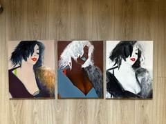 Luxury Modern black Female Portrait Oil Painting canva Fashion Modern Art 20″х16