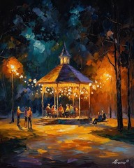 Leonid Afremov RUSTIC GATHERING Oil Paint 30″x24″ LIMITED EDITION GICLEE
