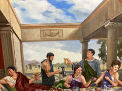 Roman Antiquity Banquet Wall Painting Full Color Large