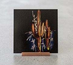 Abstract Saguaro Cactus 5×5 Signed Mini Art Tile Urban Street Style Desk Decor