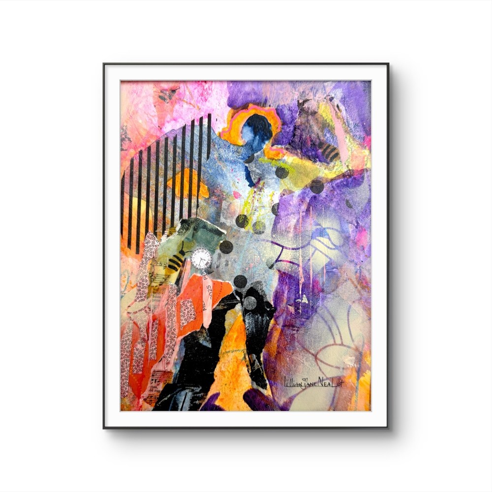 9″x12″Mixed Media Figurative Painting on Paper Abstract Design Home Art