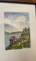 Cabin By The Lake, Original watercolor – Serene