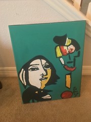 Folk Art by Leon Collins: Giclee Reproduction of „Picasso-Esque“ 16″ by 20″ 