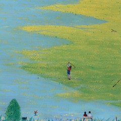 “River Cliff” (1989) by Kenneth Stancin – Oil/Acrylic on Canvas – 48” x 36”
