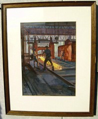 Oscar Detering 1872 – Düsseldorf / work on the blacksmith roller / industrial painting