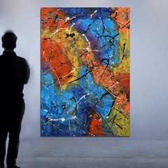 64”X44” Jackson Pollock style canvas ￼painting Acrylic,Abstract, Modern,Large