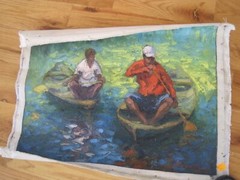 Cliver Flores L. Painting SURCANDO EL AMAZONAS 21″ x 27″