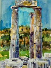 JASON SCHOENER (1919-1997) Orig Signed Watercolor Listed Artist 9 7/8 x 13 1/2″