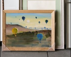 Cappadocia Travel Oil Painting Hot Air Balloon Original Wall Art Mountain