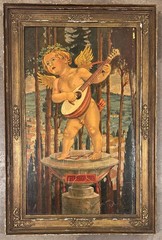 vintage German ’41 Oil Painting Cupid lute Der Lockvogel italy signed classical