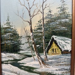 Phillip Cantrell Winter Oil Painting 8X10 Winter Landscape Framed Signed Canvas