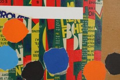 Mid Century Collage Abstract Style Oil Painting On Canvas Signed Jon Henry