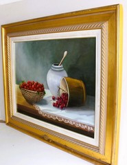 DILYA SCHAUER OIL PAINTING ON WOOD SIGNED STILL LIFE BODEGON COLOMBIAN ARTIST