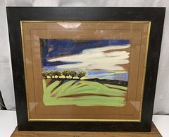 Jann Daughdrill Apple Orchard Oil Painting & Charcoal on Paper Signed Framed CV