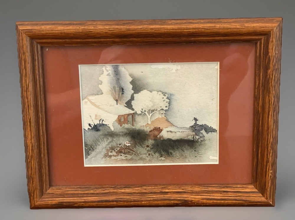 Vintage ‘88 Watercolor Landscape Signed Matted Framed by K.Terrid