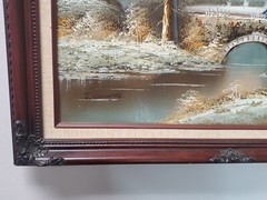 Stunning J. Collins Signed Oil on Canvas Winter painting Framed 29.5″ x 25.5″