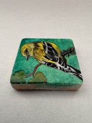 Goldfinch Finch Bird Art Miniature Oil Painting Original Scrabble Tile OOAK