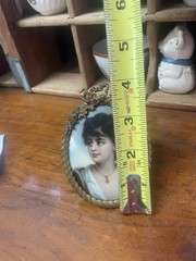 19th C Miniature Enamel Painting Portrait Neapolitan Gypsy Fisher Boy Brass
