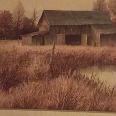 Gene Speck Realism Barn Landscape Painting Framed Signed Rural Pond Trees Art