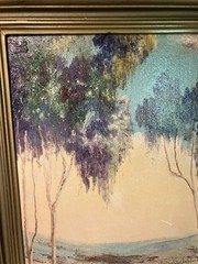 C M Melvin Framed Signed Painting of Wisteria Tree