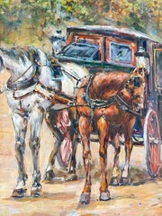 vtg Original Oil Painting French Paris Street Scene 38×26