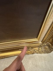 Vintage Signed Real Framed Oil On Canvass Painting Pet Dog Shitzu Puppy 31×26”