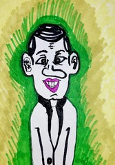 Original Person art card, ACEO, dorisann1022 markers Man Gangster Funny Face
