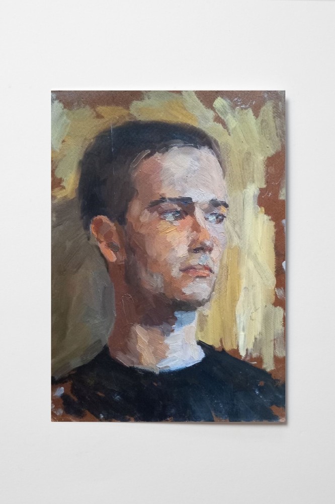 Oil painting Portrait Ukrainian painter cardboard original home decor genre art