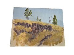 Original Oil Painting 9×12 Unframed On Canvas board, Rock Outcrop Along Trail