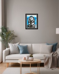 Atherton 9×12 Original Pop Art Character Painting „Blue Mando“ hand signed