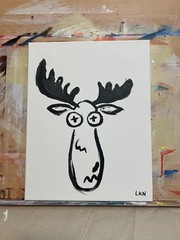 Laeknapes Original Abstract Painting 14X11 Canvas Decor Gallery Museum Moose Art