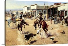 Canvas Wrap Giclee Art A Quite Day Old West Art Charles Russell 16×24