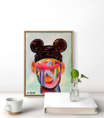 Original Mickey Ears Portrait Art 16×12 Canvas Colorful Modern Abstract Painting