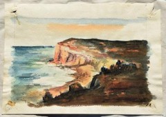 Frantisek Josef Krauz 1904-1976 Olomouc / Watercolour / Ploughing Farmer & Coast