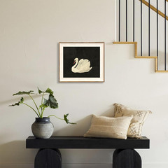 Vintage Framed Wall Art for Living Room, Vintage Swan Canvas Oil Painting for Ba
