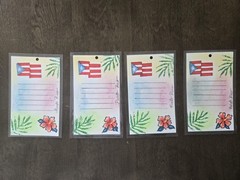 Puerto Rico. Luggage tags and more. Original Art PAINTING By M. Ortiz