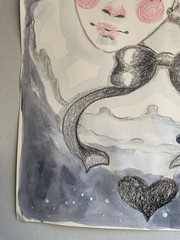 Perriot And Pierotte Clown Couple Fantasy Painting On 9×12 Watercolor Paper