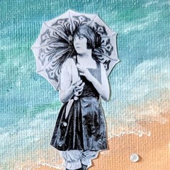 Original Seascape 4×4 Modern Portrait Canvas Mixed Media Signed Home Decor