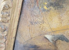 Antique British Genre Painting Boy with his Dog William Collins RA Gold Frame