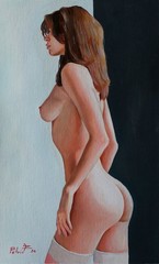Original Oil Painting on Paper 8x12in/21×29.7cm Female Nude Signed 2025
