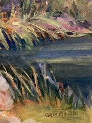 Vintage Idaho Gina Phillips Oil Original Painting Textured Landscape Wildflowers