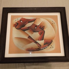 Vintage Haitian Folk Art Painting,Oil On Canvas Signed By Laurent Casimir OOAK