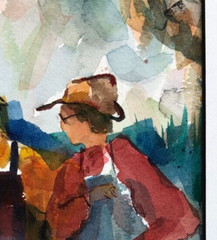 Fly Fishing, An Original Watercolor, by Impressionist Artist: M. Waltsela. MINT