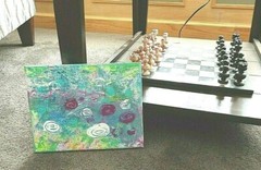 ORIG. Acrylic ARTWORK textured canvas aqua „Fragrant“ 8×10 by Steven G. Graff