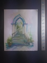 Lisa Kaiser Signed Original Watercolor Painting, Doorway, 8×12