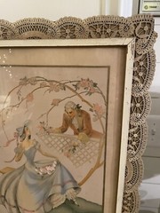 Maude Eggemeyer Water Color ~ Signed Colonial Courting Scene Framed RARE FIND🦄