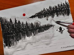 LONELY FISHERMAN BOAT Original Modern Painting Landscape Artwork Seascape GiftA4