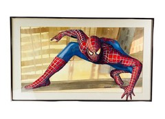 Spiderman Watercolor Art Painting Framed Signed S Spanbauer 20” x 34” As Found